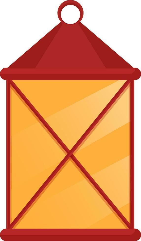 Isolated Burning Lantern Element In Red And Yellow Color. vector