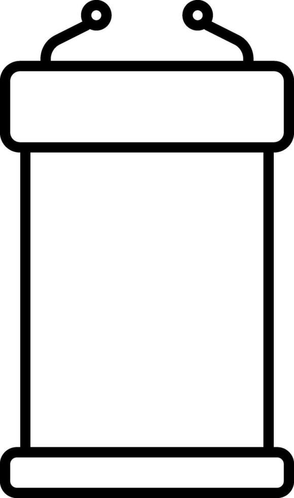 Isolated Mic Podium Black Stroke Icon. vector