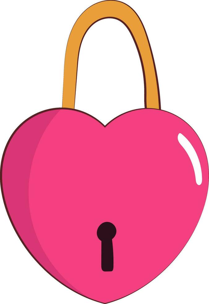 Isolated Heart Lock Icon In Pink And Yellow Color. vector