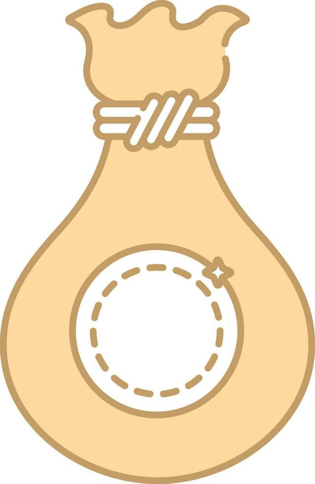 Isolated Money Bag Icon In Peach And White Color. vector