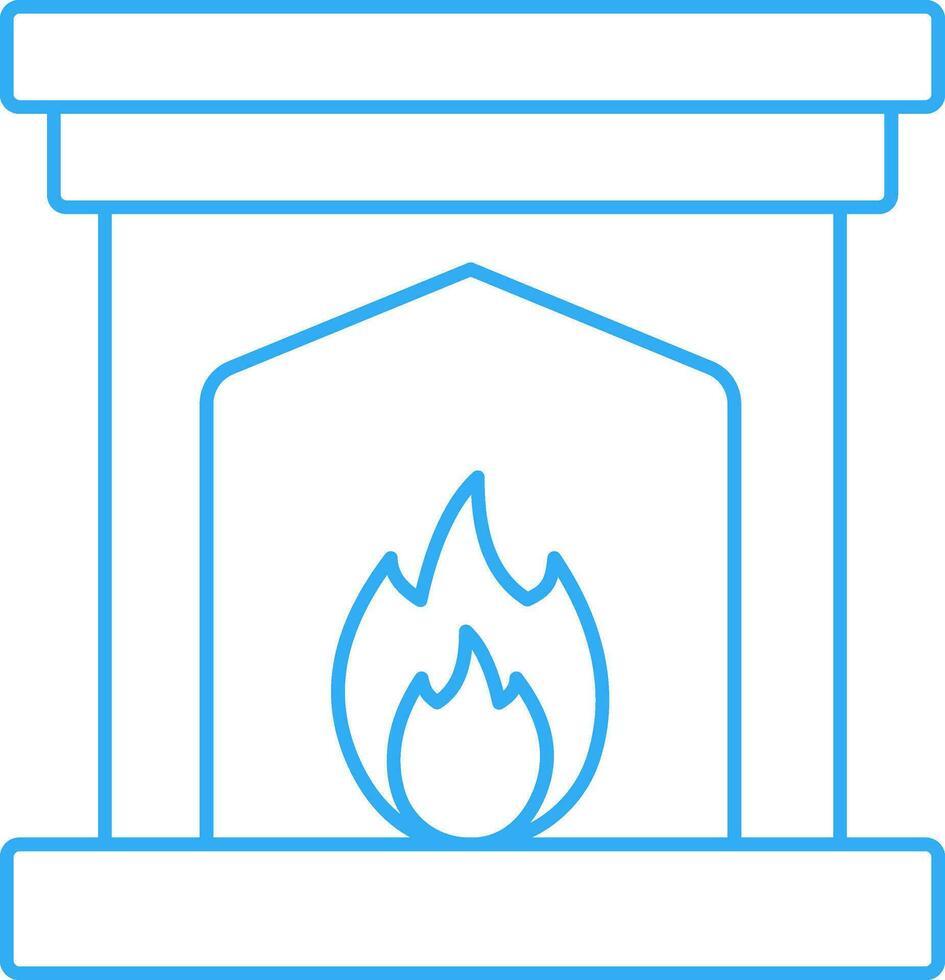 ardiente hogar icono en azul lineal estilo. vector