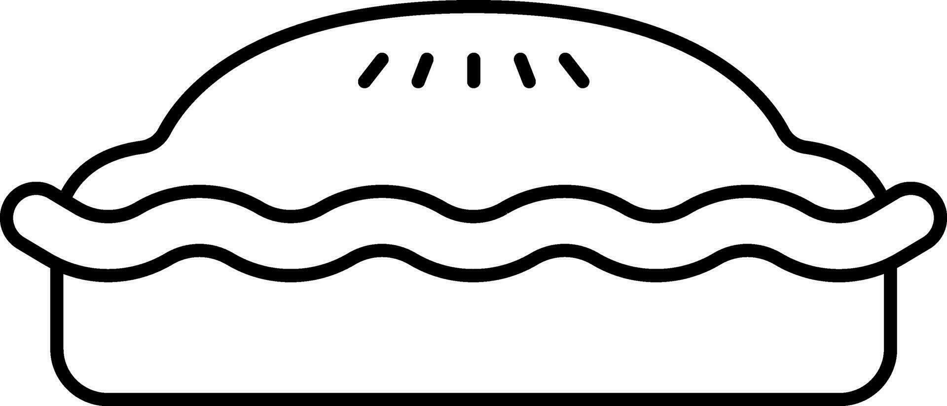 Pie Cake Icon In Black Line Art. vector