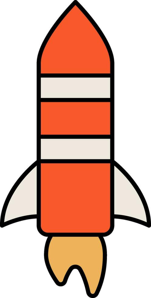Orange And White Rocket Flat Icon. vector