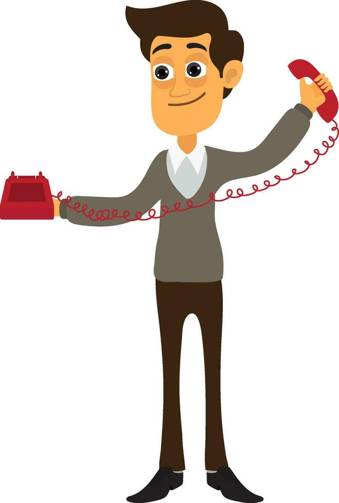 Business man holding telephone. vector