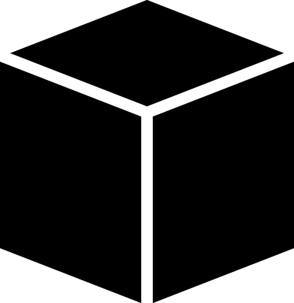 Block or cube icon in Black and White color. vector