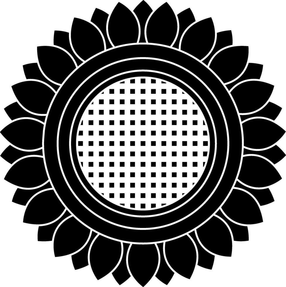 Glyph style of sunflower icon in illustration. vector