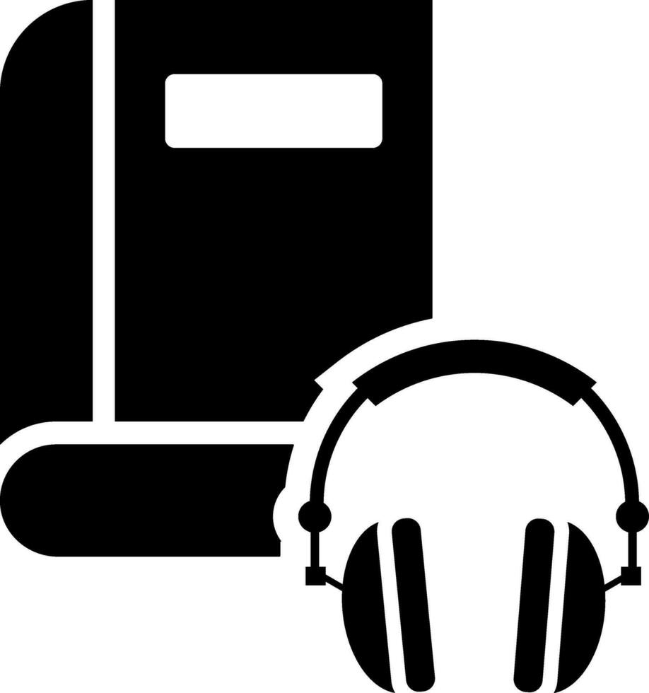 Audio book or e-learning icon in Black and White color. vector