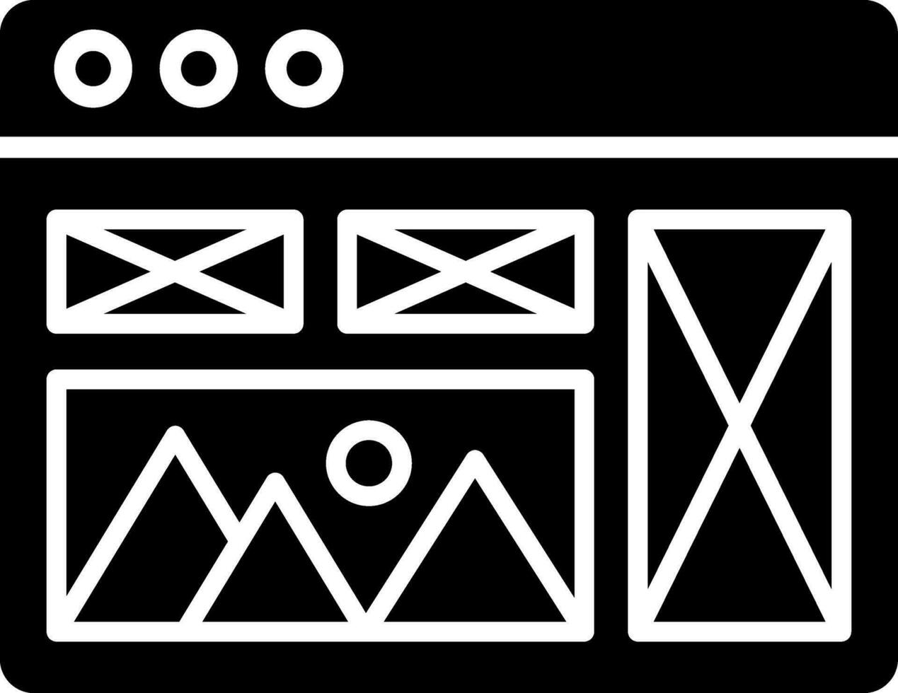Web browser window icon in Black and White color. vector