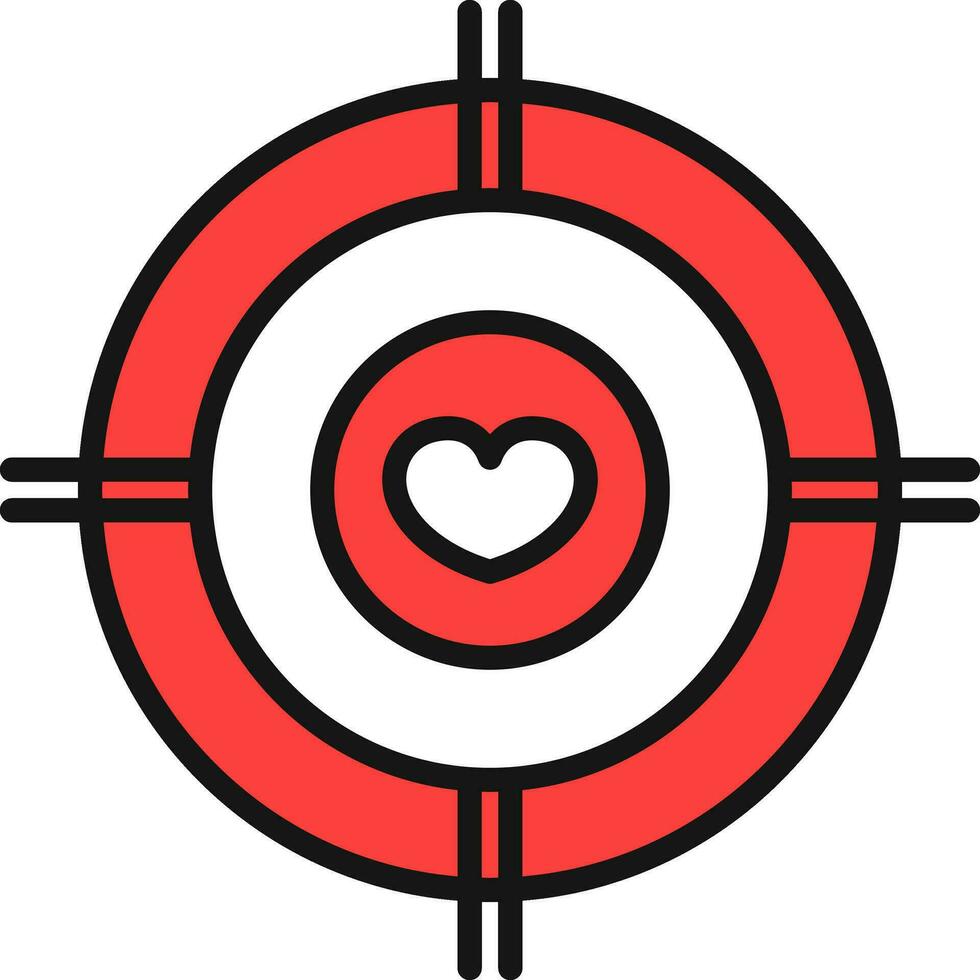 Heart or love target icon in red and white color. vector