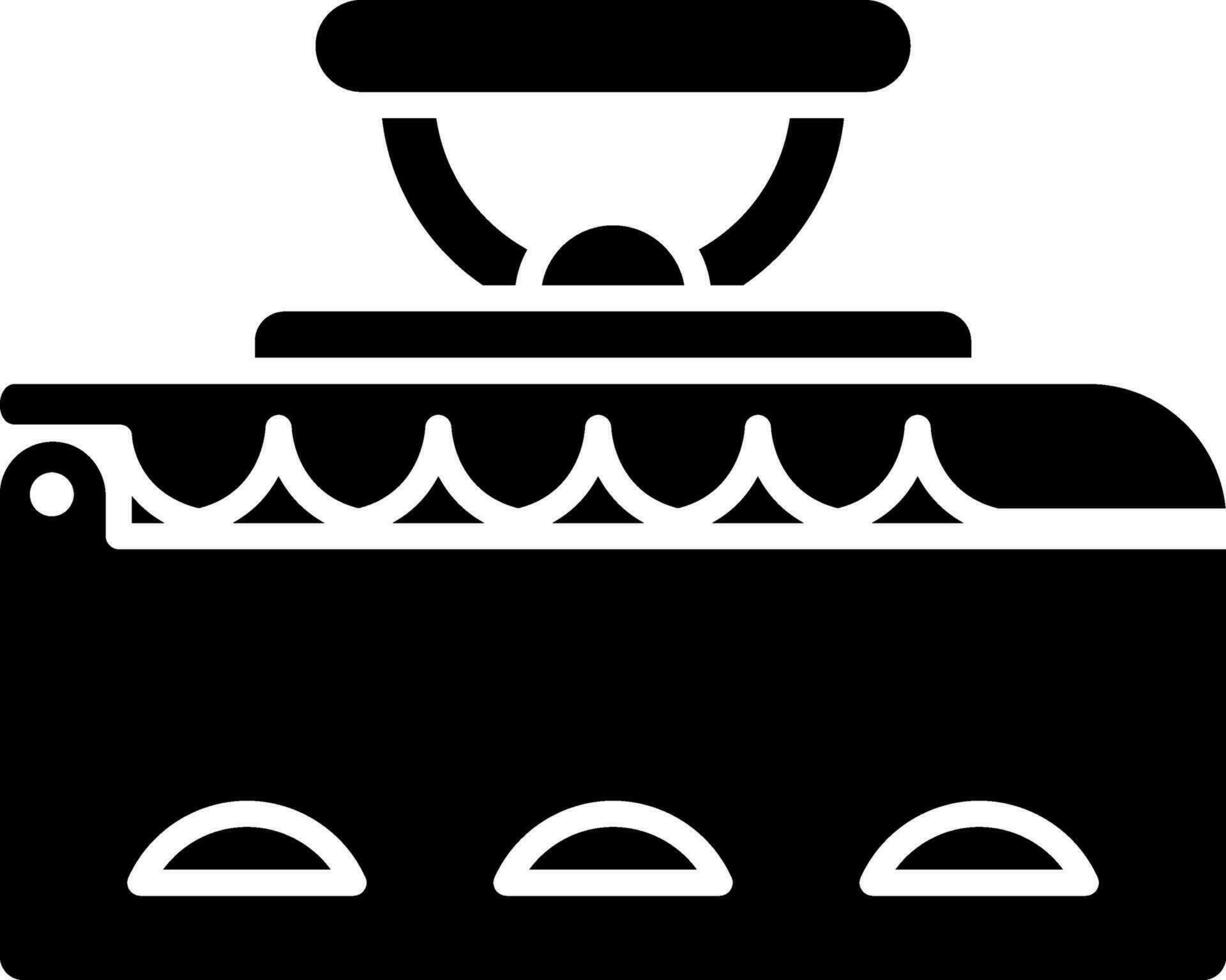 carbón o retro hierro icono en negro y blanco color. vector