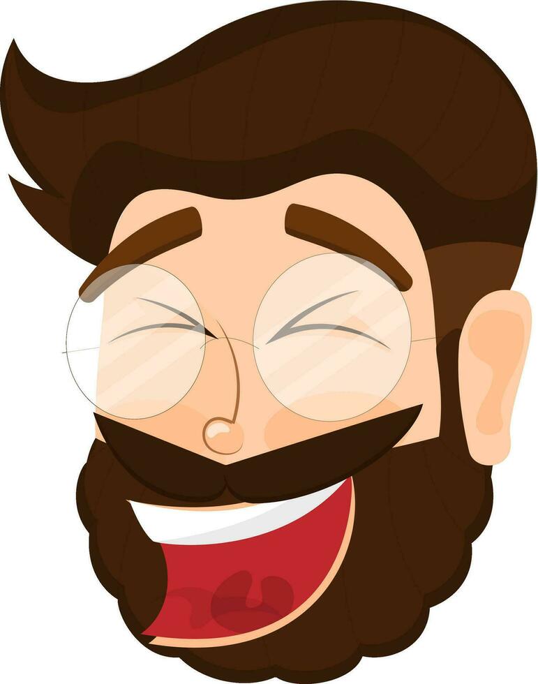 Character of laughing man cartoon face. vector