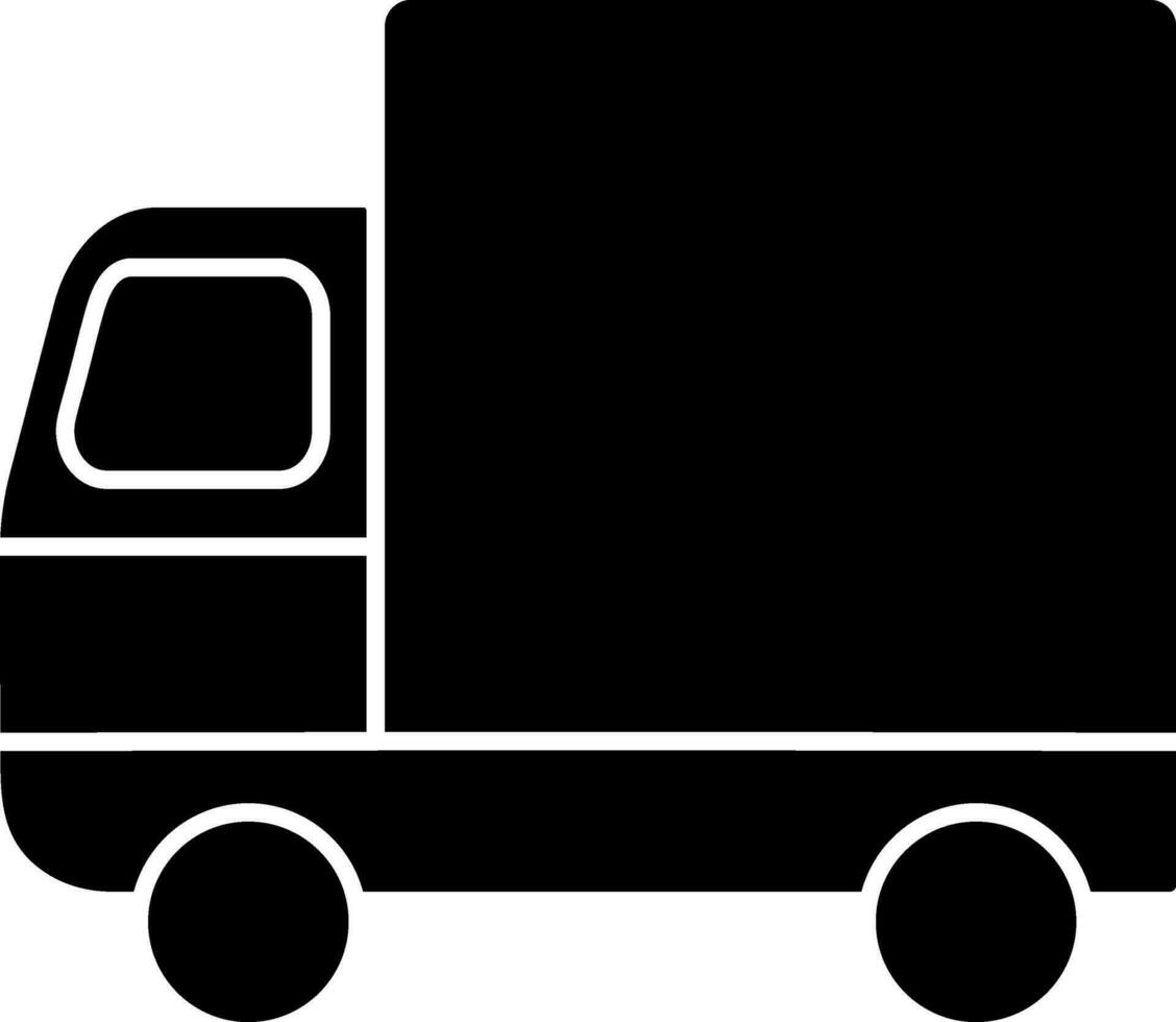 Isolated Black and White truck. Glyph icon or symbol. vector