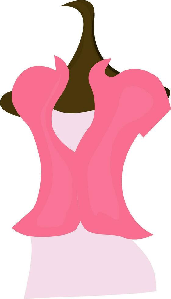 Flat illustration of pink dress on hanger. vector