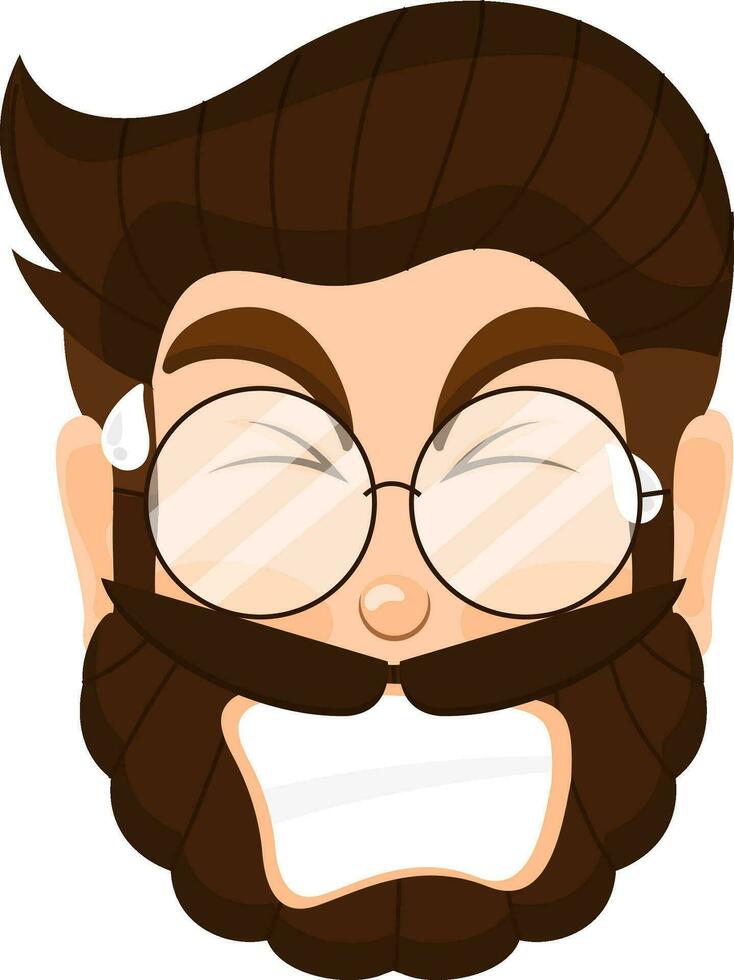 Cartoon character of crying man wearing eyeglasses. vector