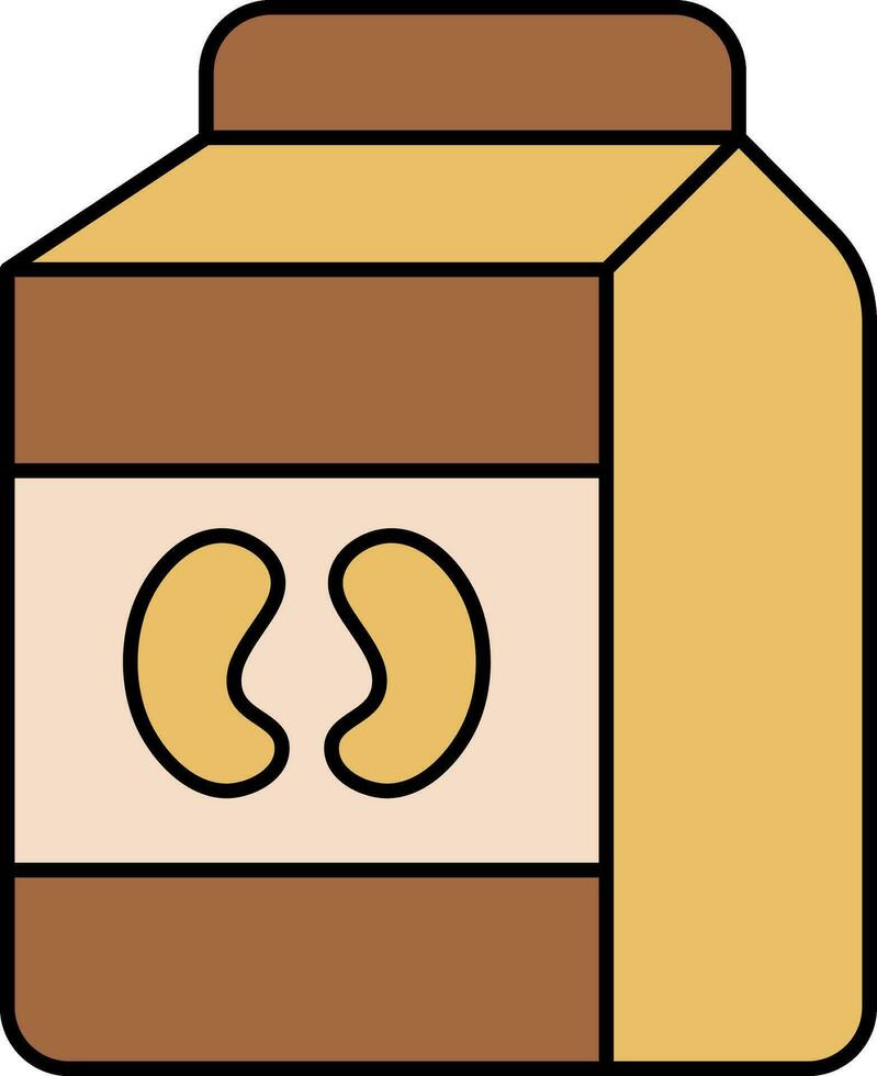 Brown And Yellow Soya Milk Packat Icon. vector