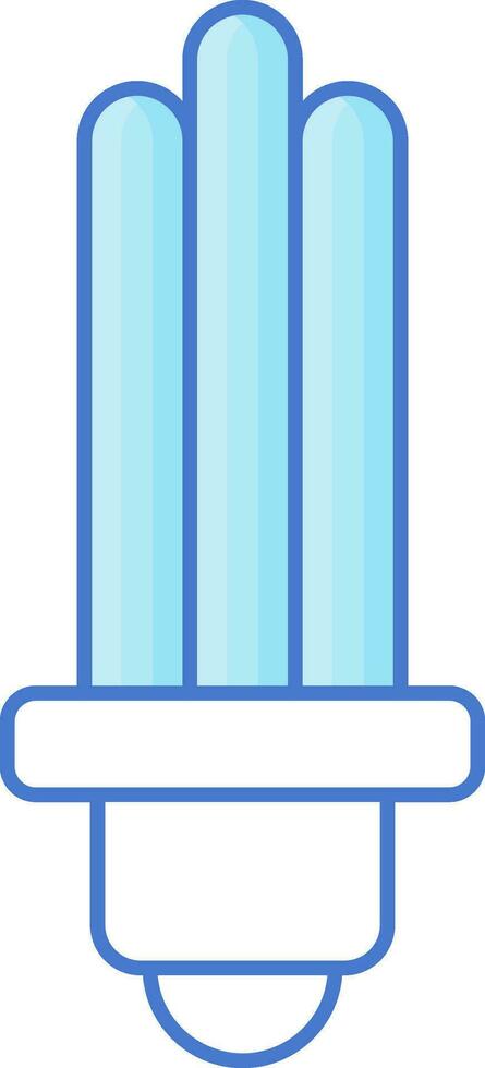 Blue And White CFL Compact Fluorescent Light Bulb Icon. vector