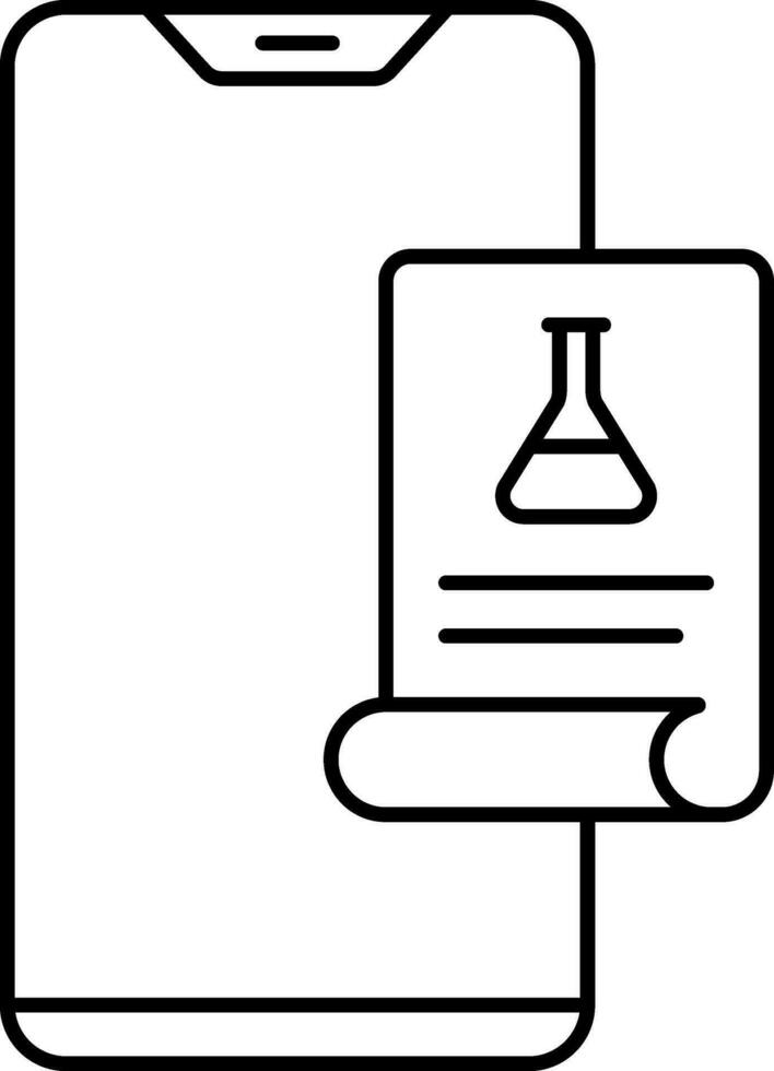 Lab Report or Chemistry Paper With Smartphone Icon in Thin Line Art. vector