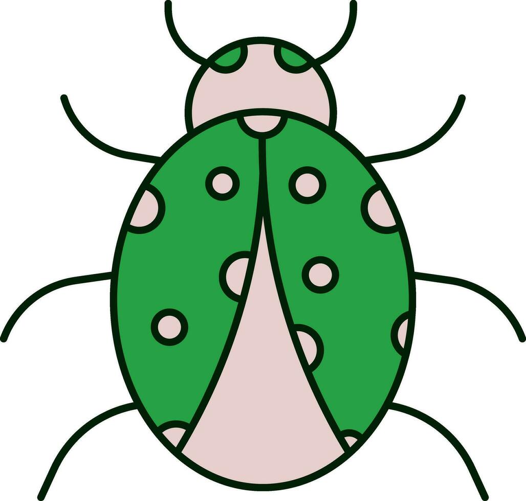 Ladybug Icon In Red And Green Color. vector