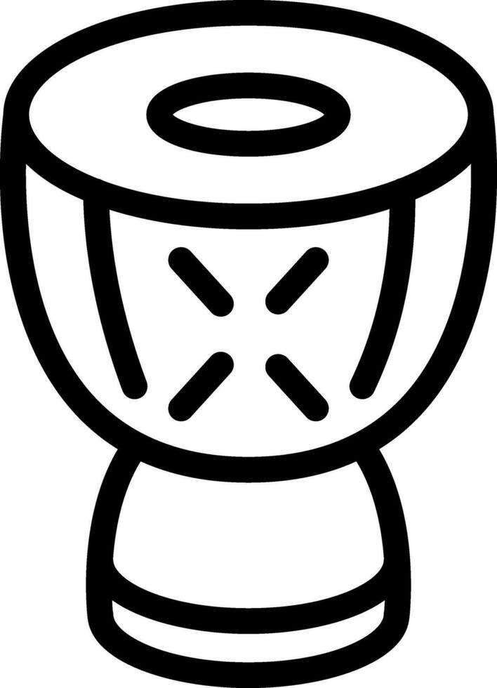 Djembe drum icon in black line art. vector