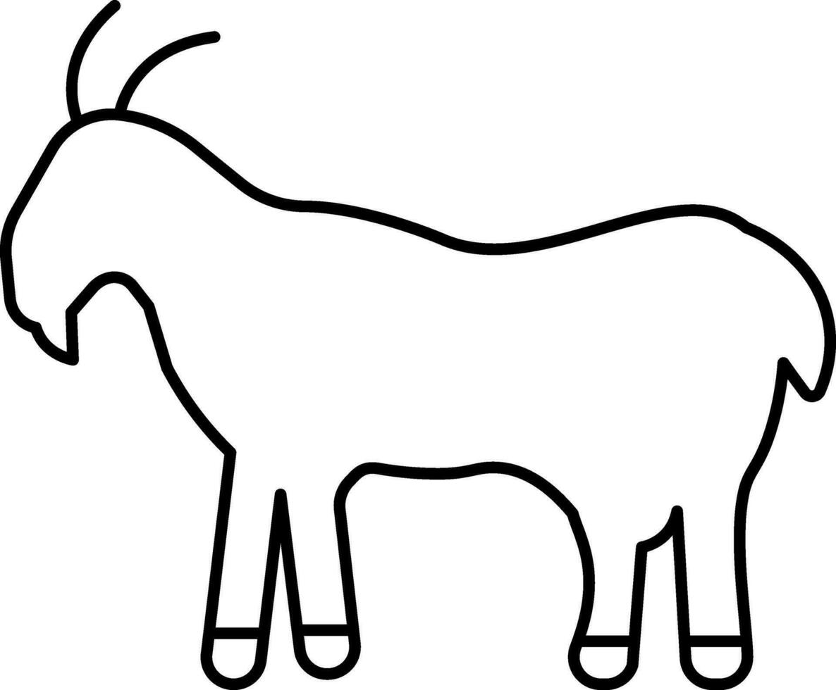 Goat Icon In Black Line Art. vector