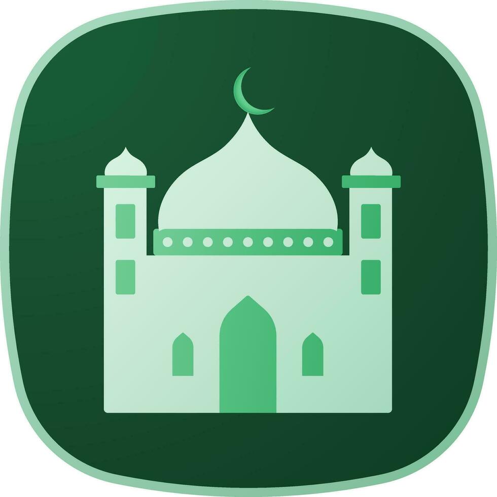 Mosque Icon On Green Background. vector