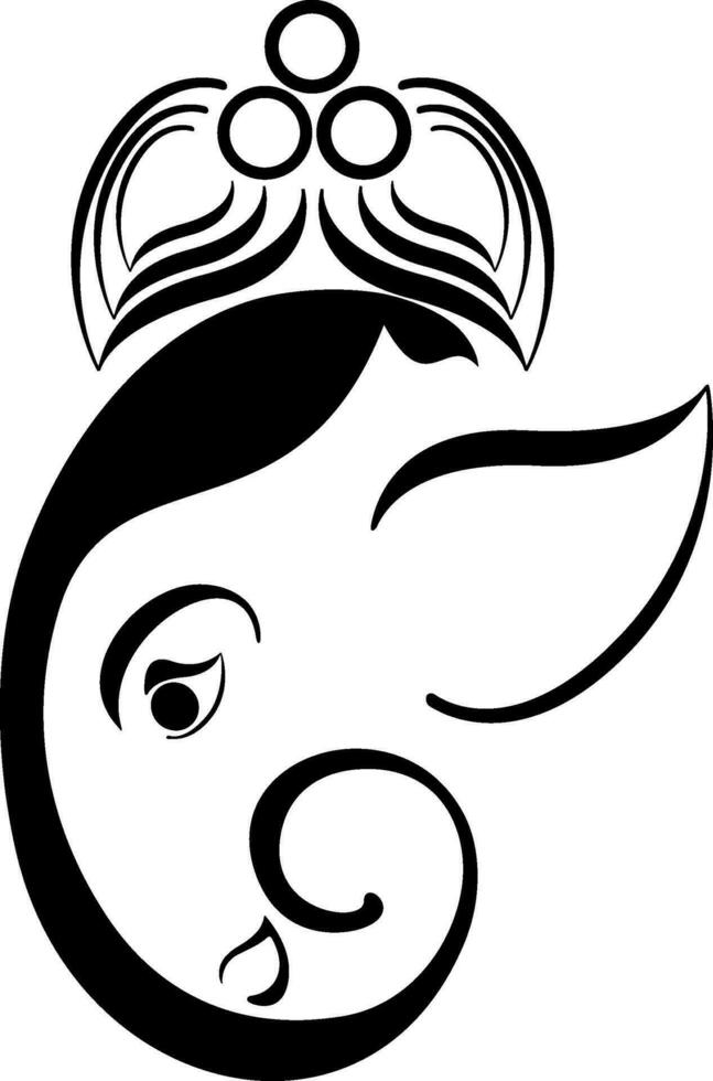 Calligraphic style hindu mythologyical lord ganesha face. vector