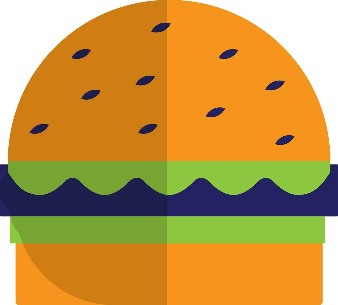 plano estilo hamburguesa en naranja y verde color. vector