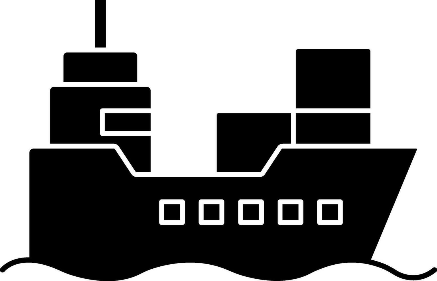 Cargo Ship Icon In black and white Color. vector