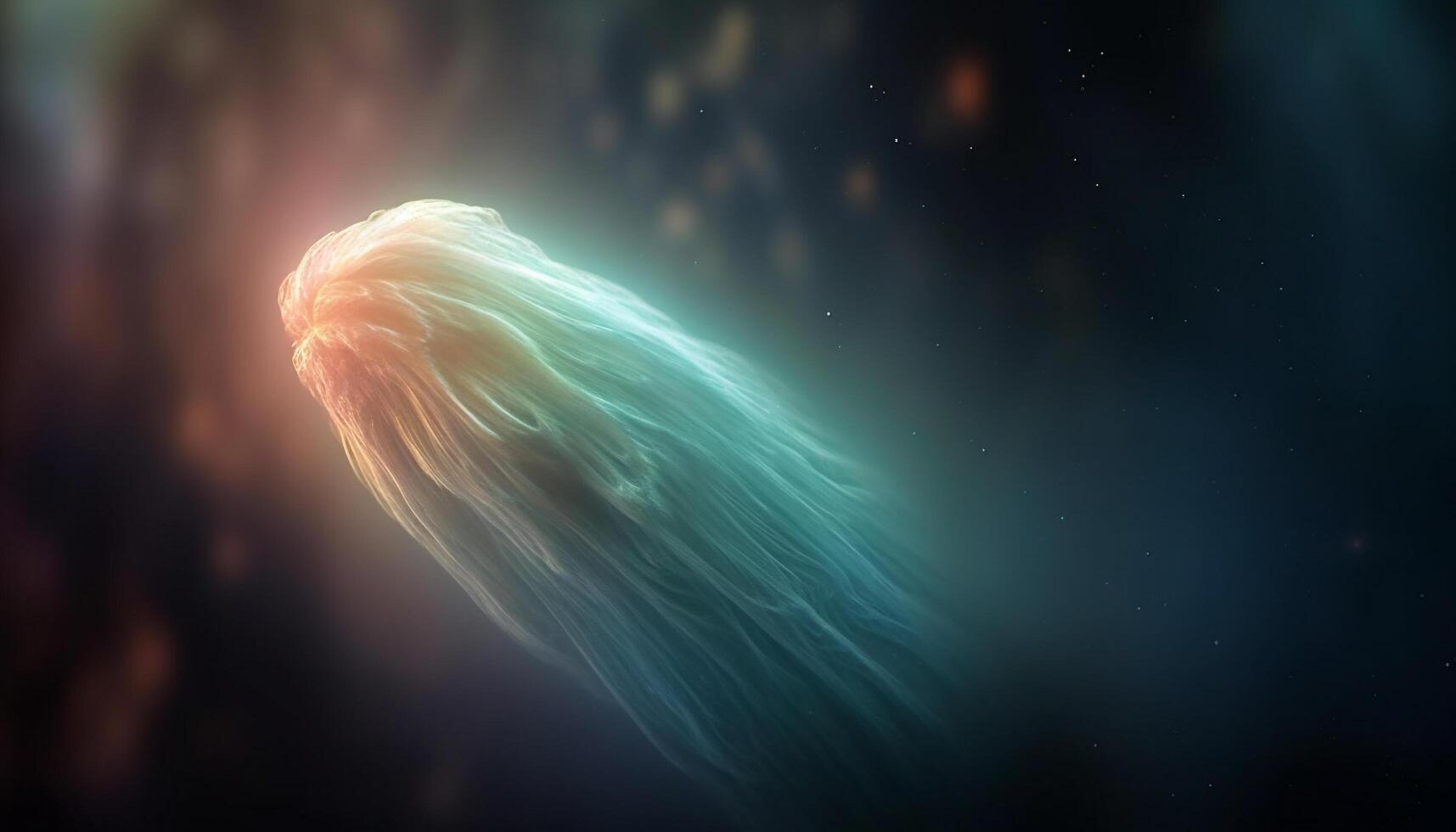 Underwater galaxy glowing fish in abstract, multi colored pattern generated by AI photo