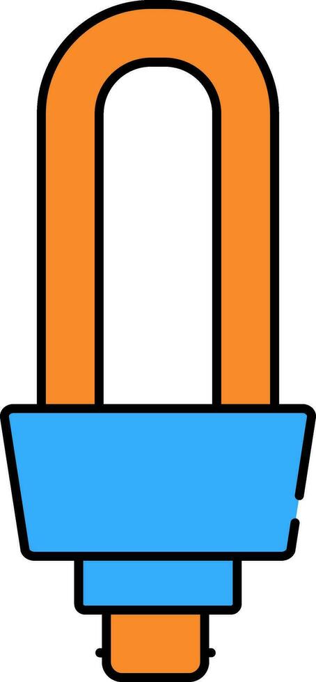 CFL Or Florescent Light Bulb Icon In Blue And Orange Color. vector