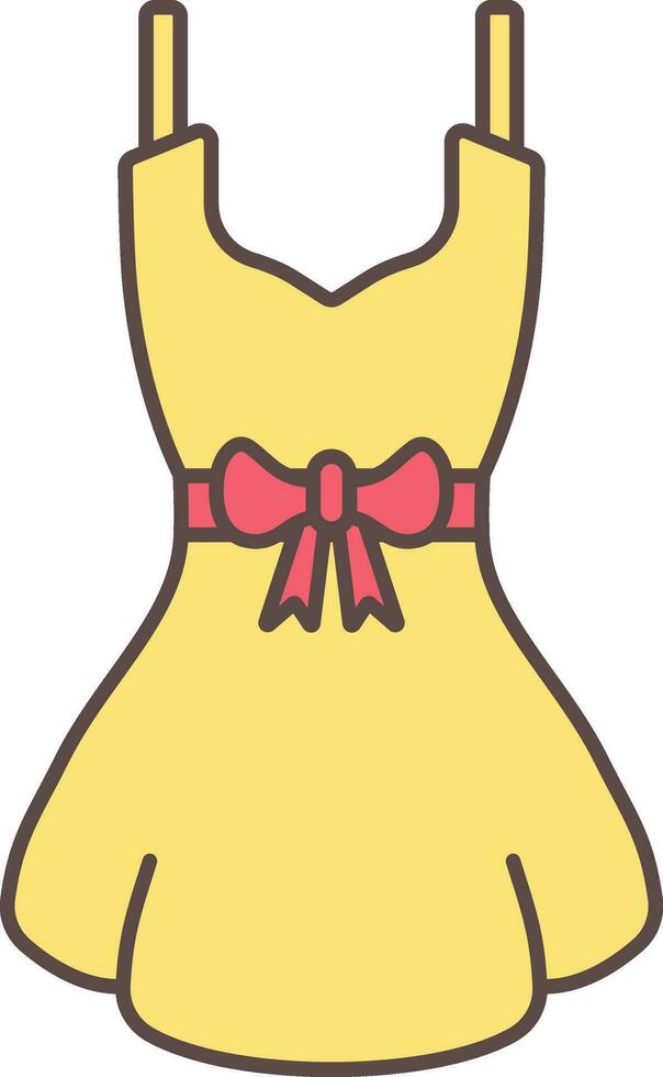 Sleeveless Dress With Bow Ribbon Icon In Red And Yellow Color. vector