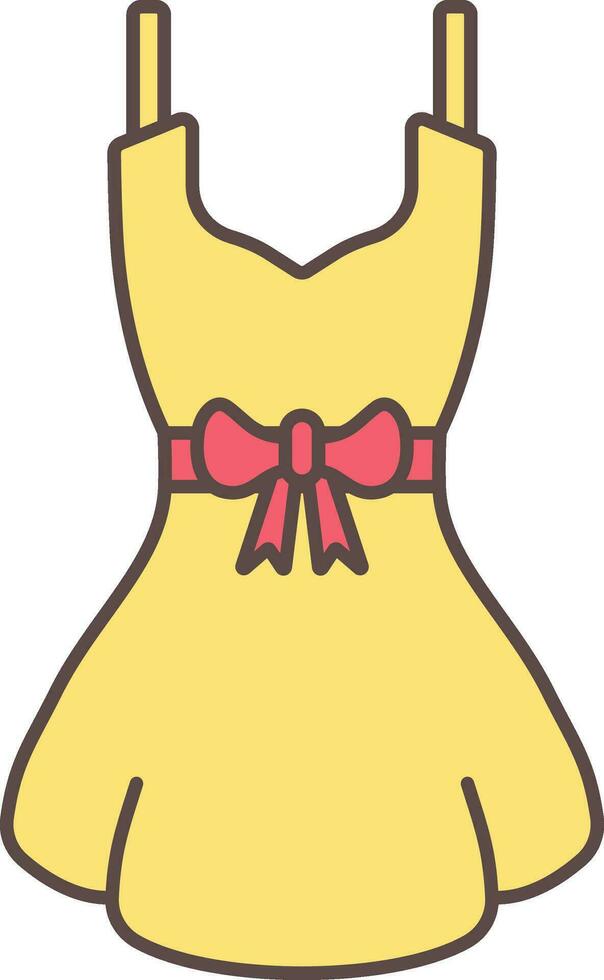 Sleeveless Dress With Bow Ribbon Icon In Red And Yellow Color. vector