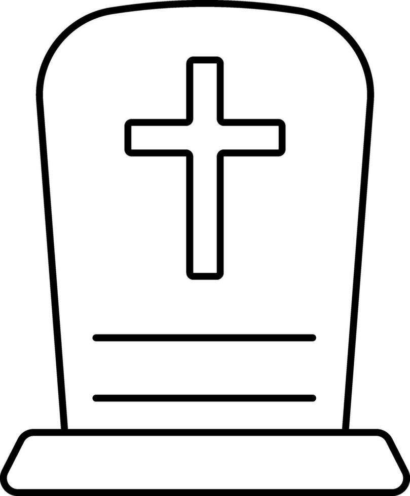 Tombstone Icon In Black Outline. vector