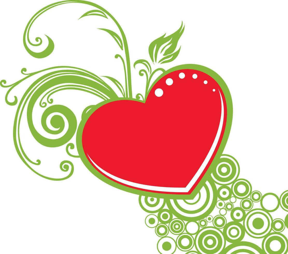 Floral design decorated heart. vector