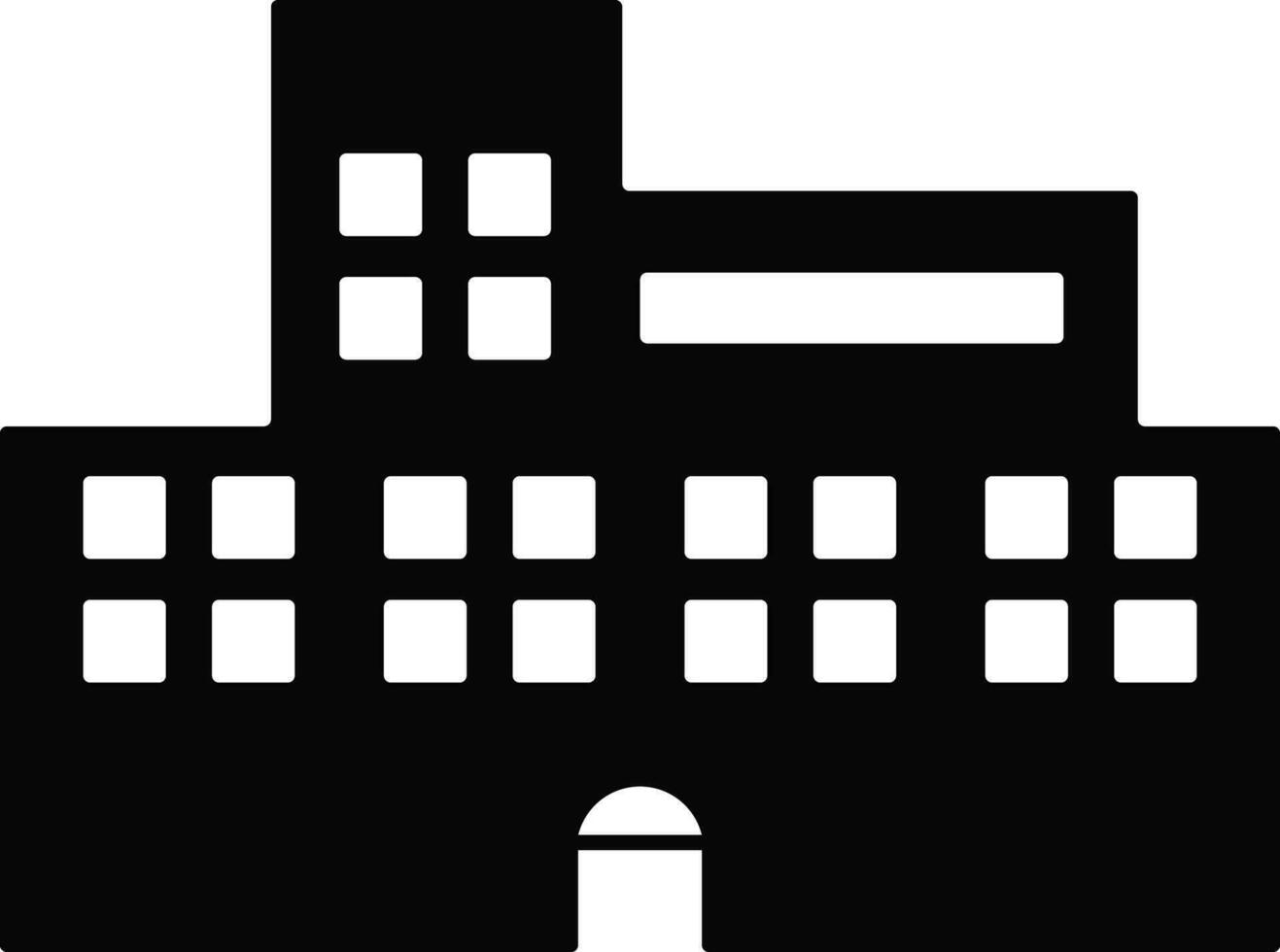 Black and white building in flat style. vector