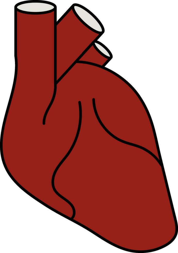 Flat Style Human Heart Icon In Red Color. vector