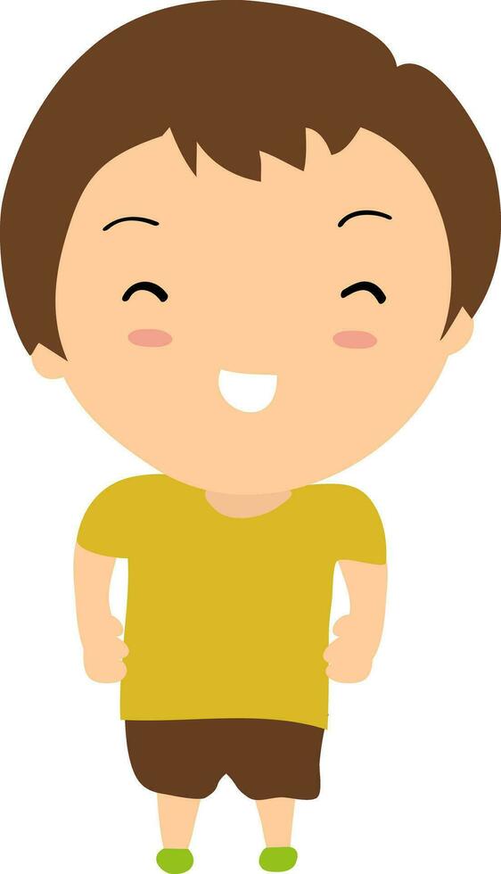 dibujos animados personaje de un en pie sonriente chico. vector