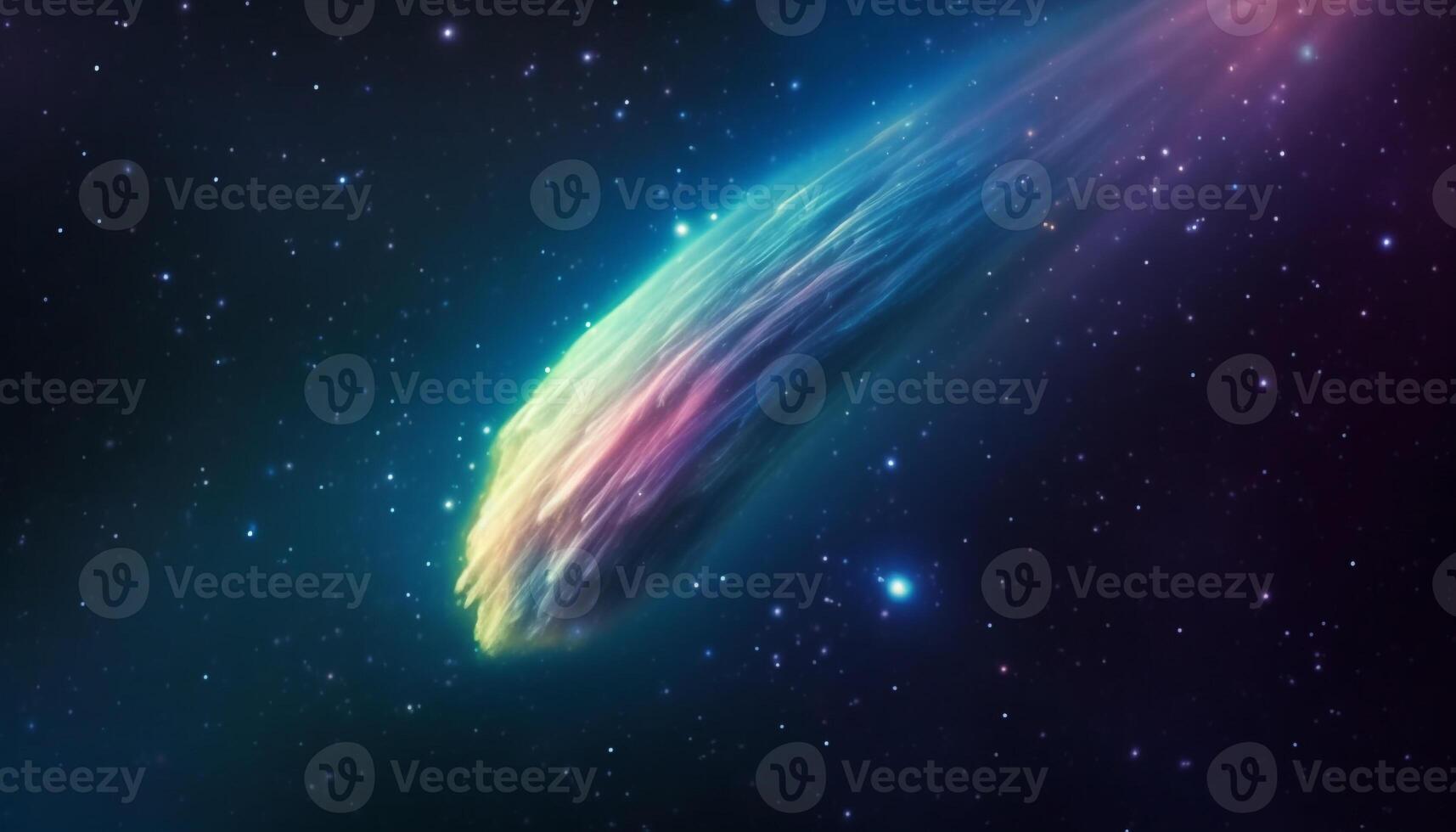 Exploring the deep galaxy, a glowing star field illuminates space generated by AI photo