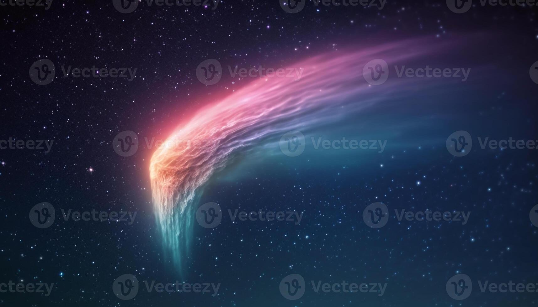 Abstract galaxy illustration glows with bright star shapes in space generated by AI photo