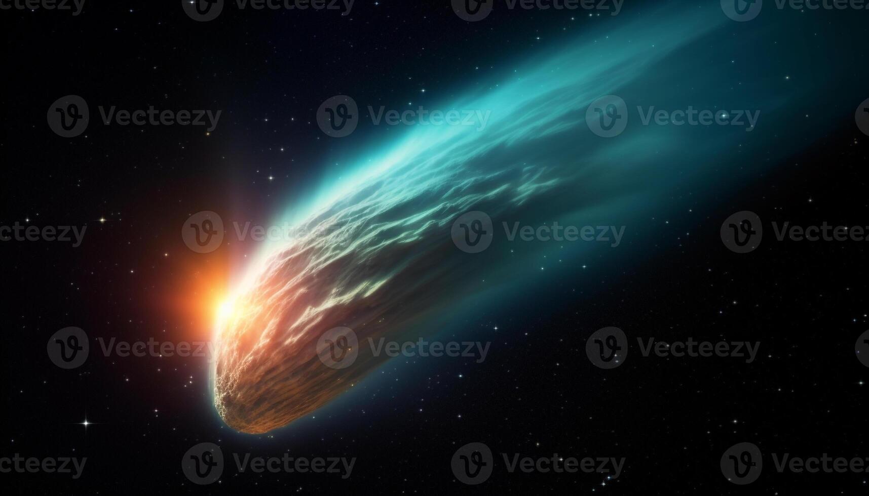 Deep space exploration reveals glowing nebula in starry galaxy generated by AI photo