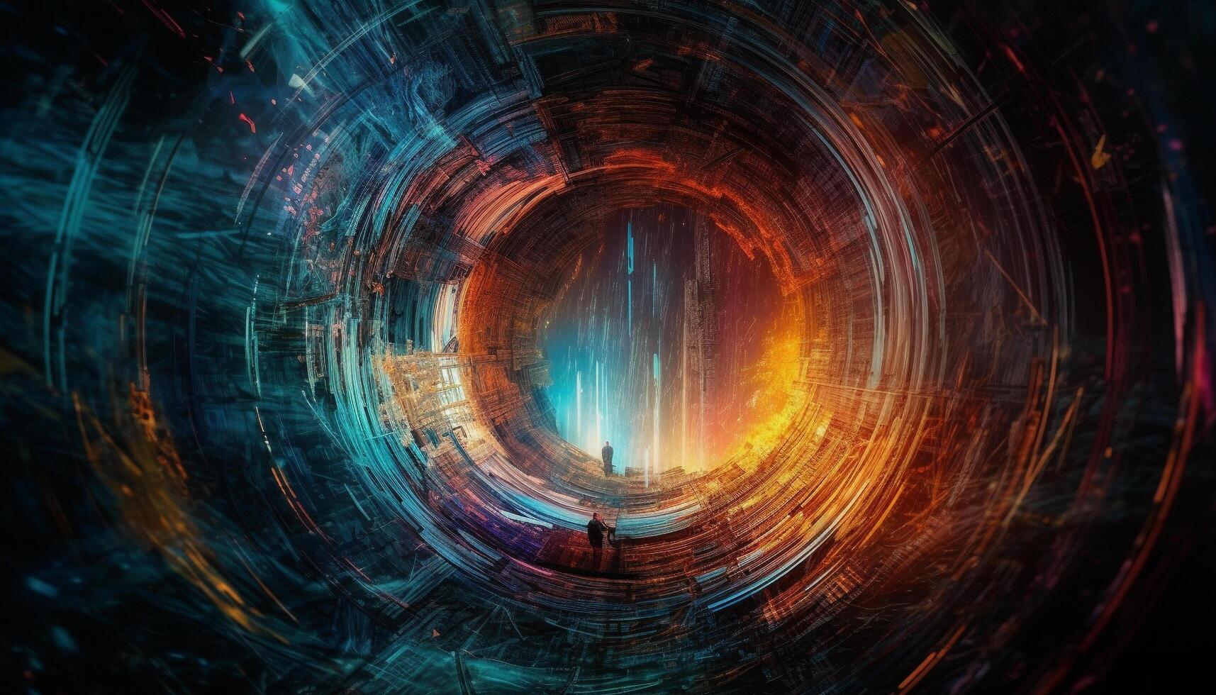 A digitally generated image of a futuristic, multi colored galaxy backdrop generated by AI photo
