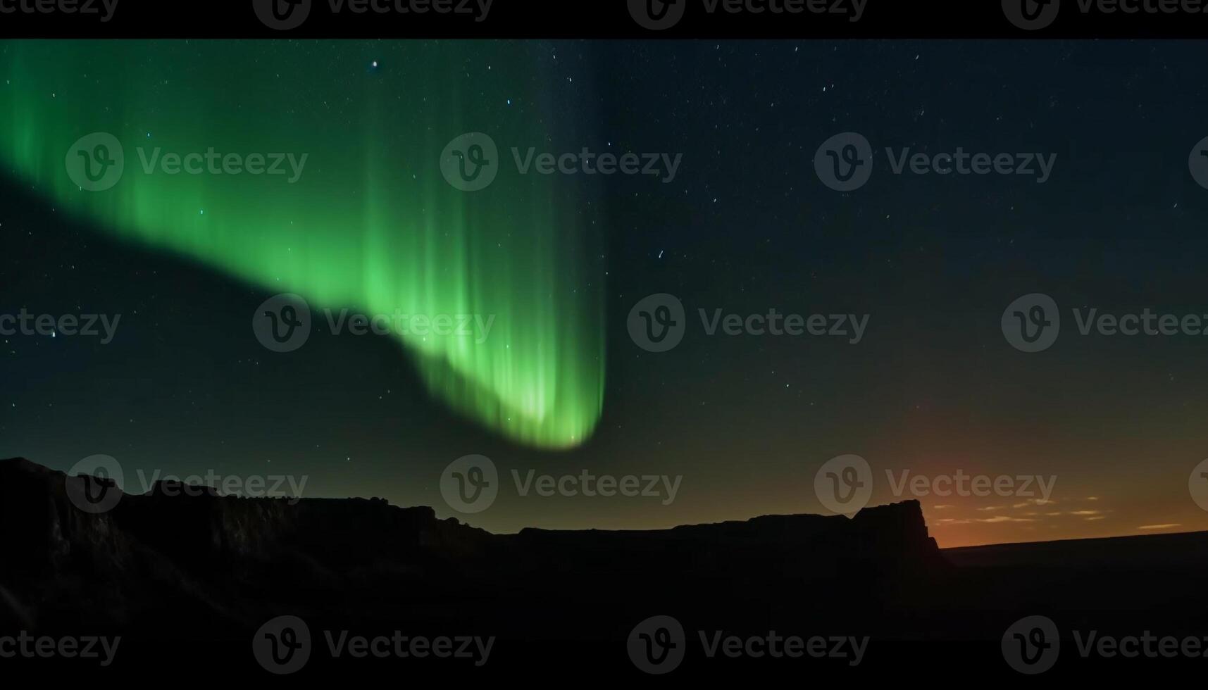 Silhouette of majestic mountain range illuminated by starry night sky generated by AI photo