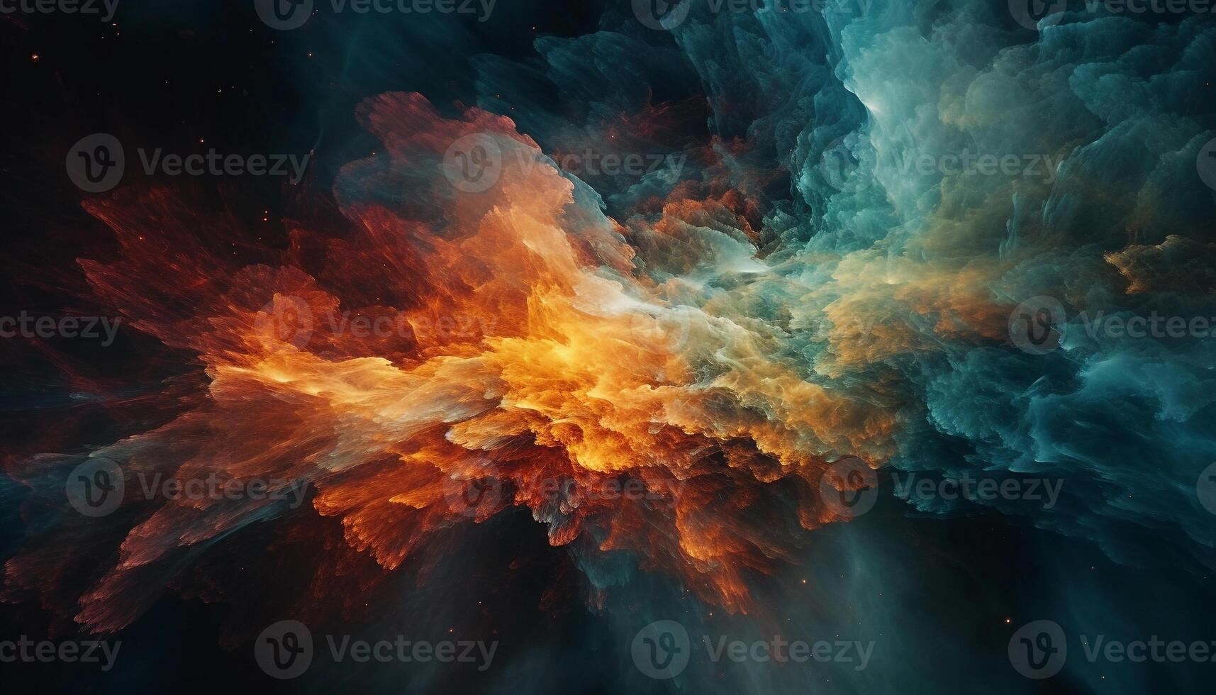 Spooky, multi colored galaxy explodes in abstract, futuristic computer generated illustration generated by AI photo
