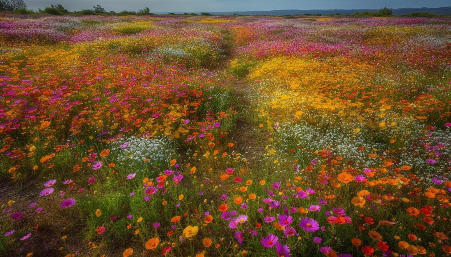 el vibrante flor silvestre prado vitrinas el belleza de naturaleza colores generado por ai foto