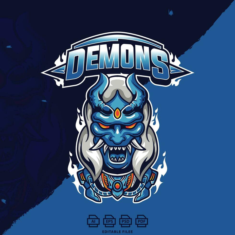 Demons mascot logo template, Logo design esport. vector