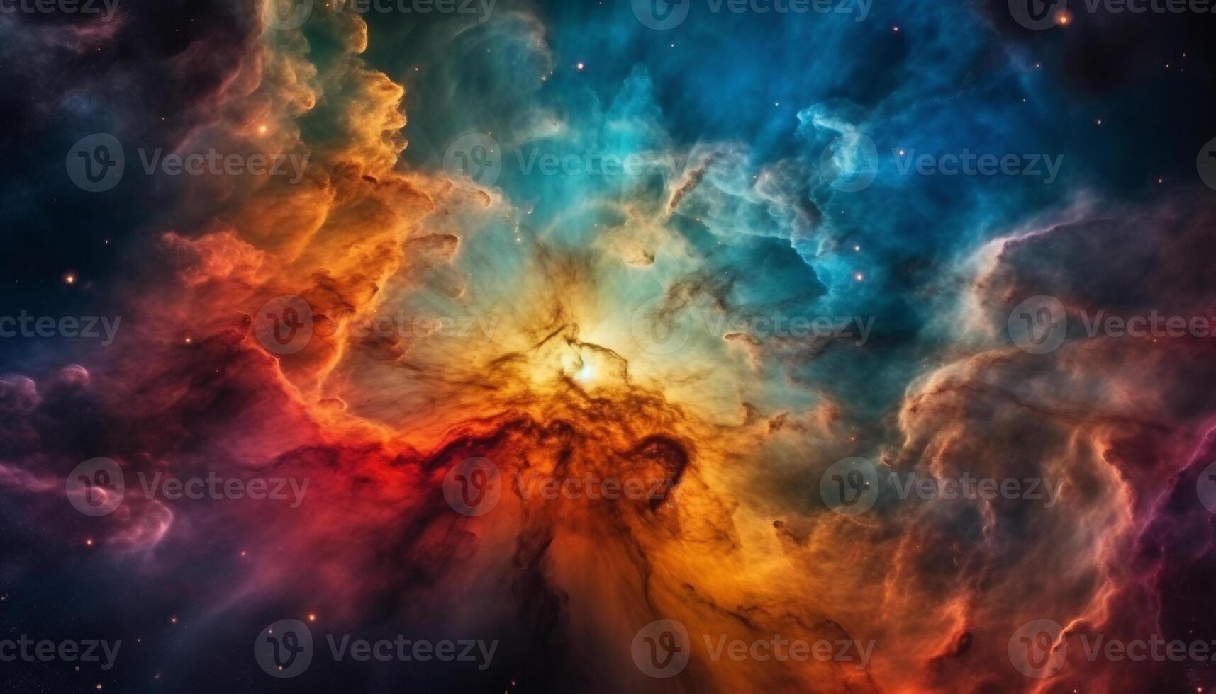Milky Way illuminates vibrant multi colored sky, a heavenly backdrop pattern generated by AI photo