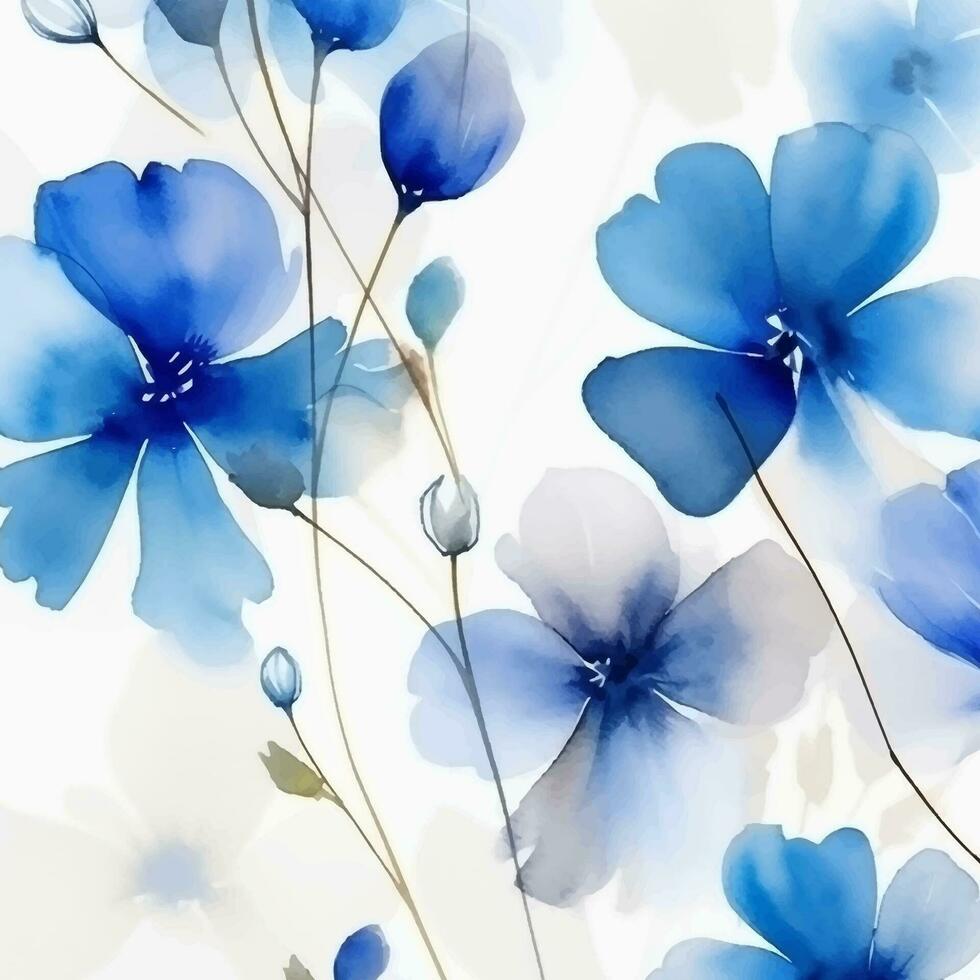 elegant background of blue watercolor flowers vector