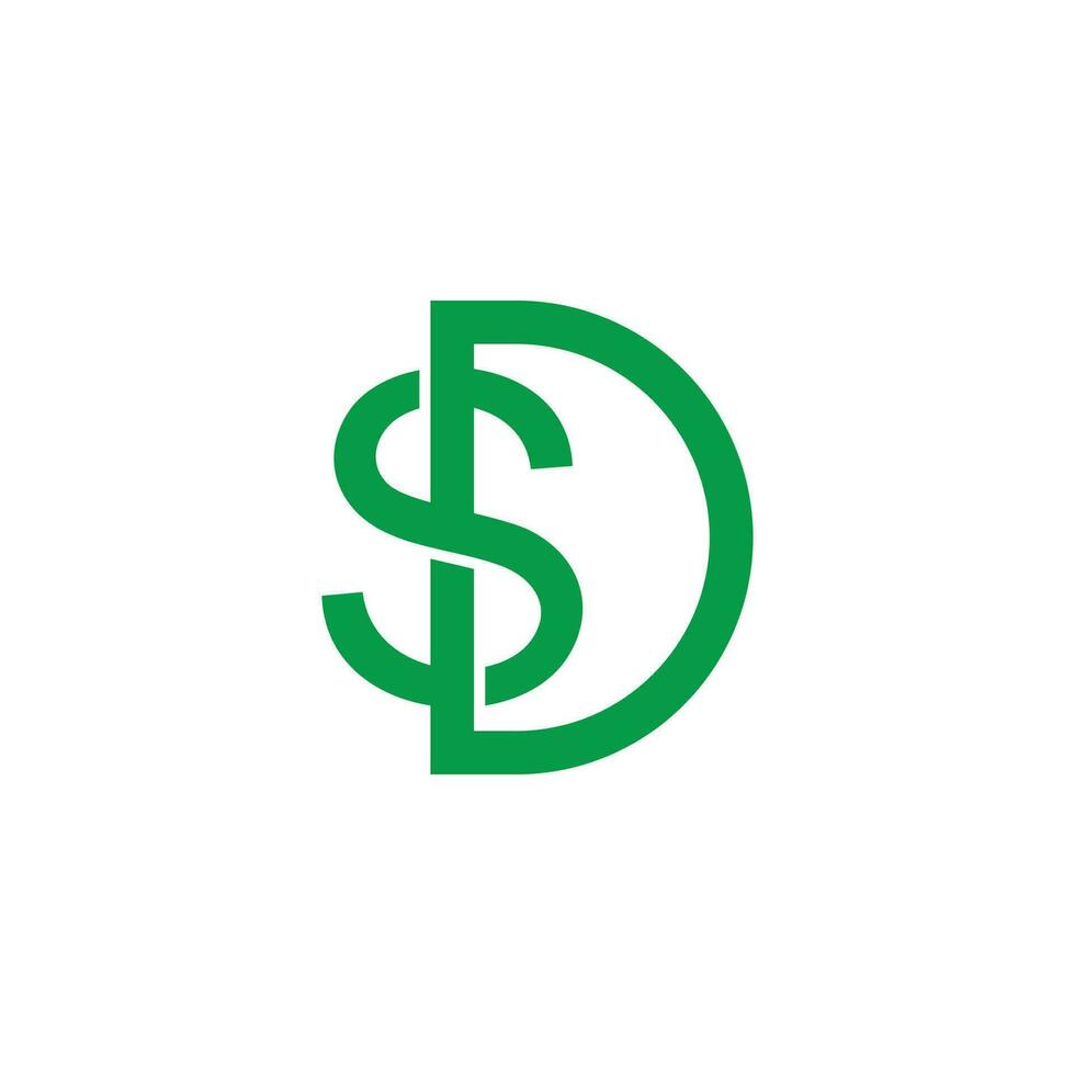 letra ds dinero dólar verde logo vector