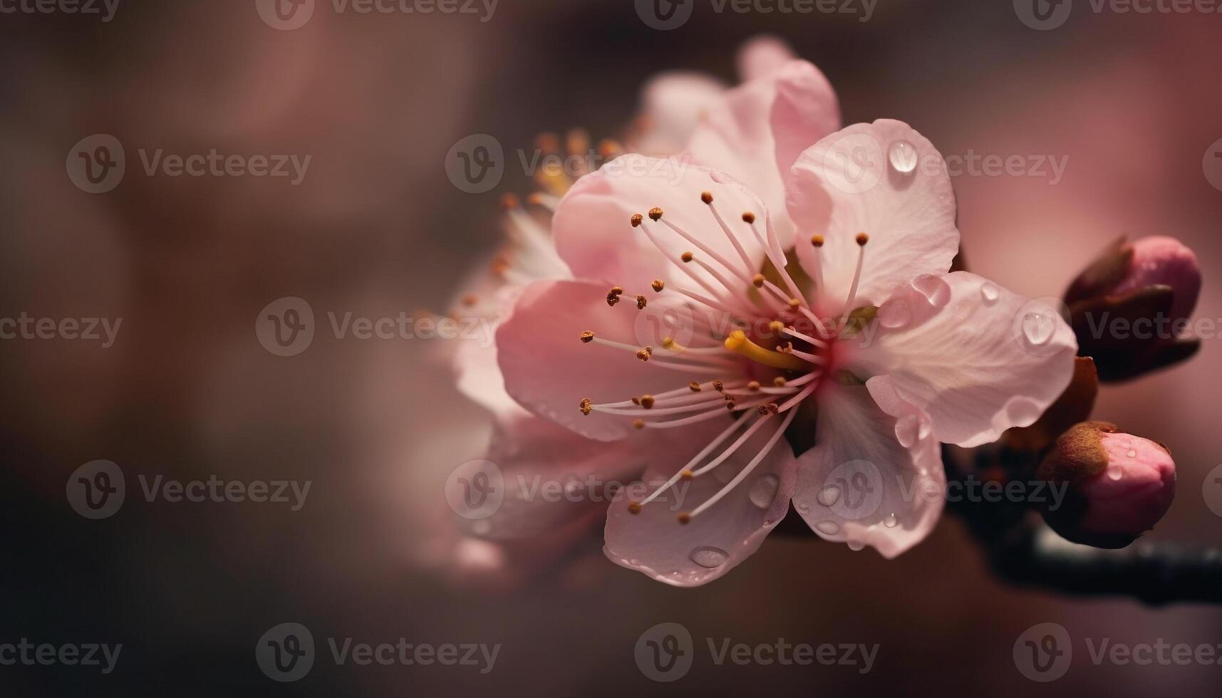 vibrante Cereza florecer en suave enfocar, nuevo vida en primavera generado por ai foto