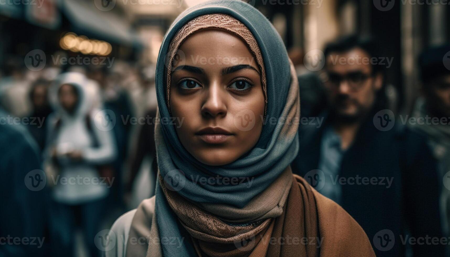 A multi ethnic group of adults, outdoors, looking at camera generated by AI photo